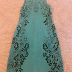 St. John Teal and Black Patterned Dress